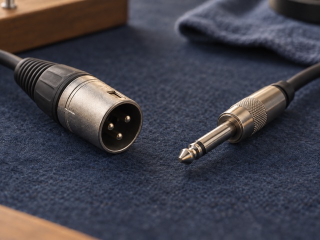 Unplugged XLR and quarter-inch audio cable connectors.