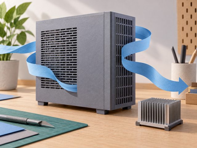A conceptual SSD heatsink and airflow path
