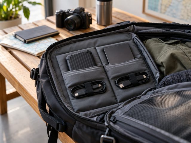 Two generic portable drives tucked into a travel bag