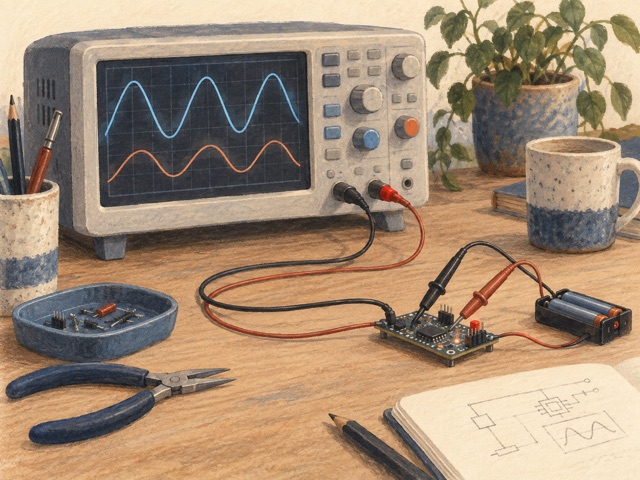 A simple low-voltage circuit on an electronics learning bench.