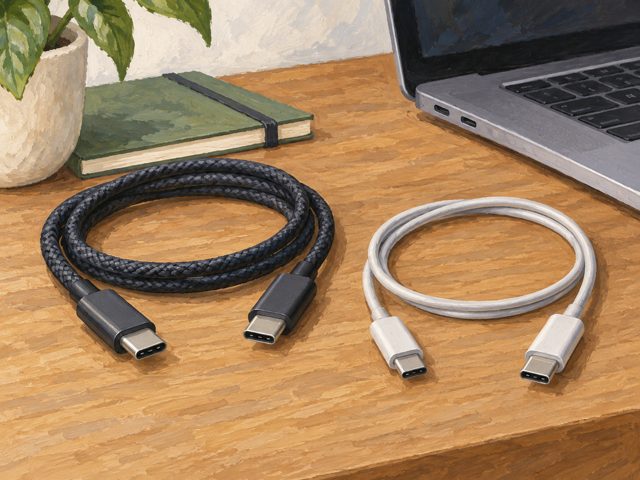 Two generic USB-C cables arranged for comparison